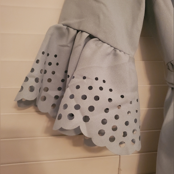 Shein L Laser Cut Dusty Blue Maxi Dress - Picture 2 of 5